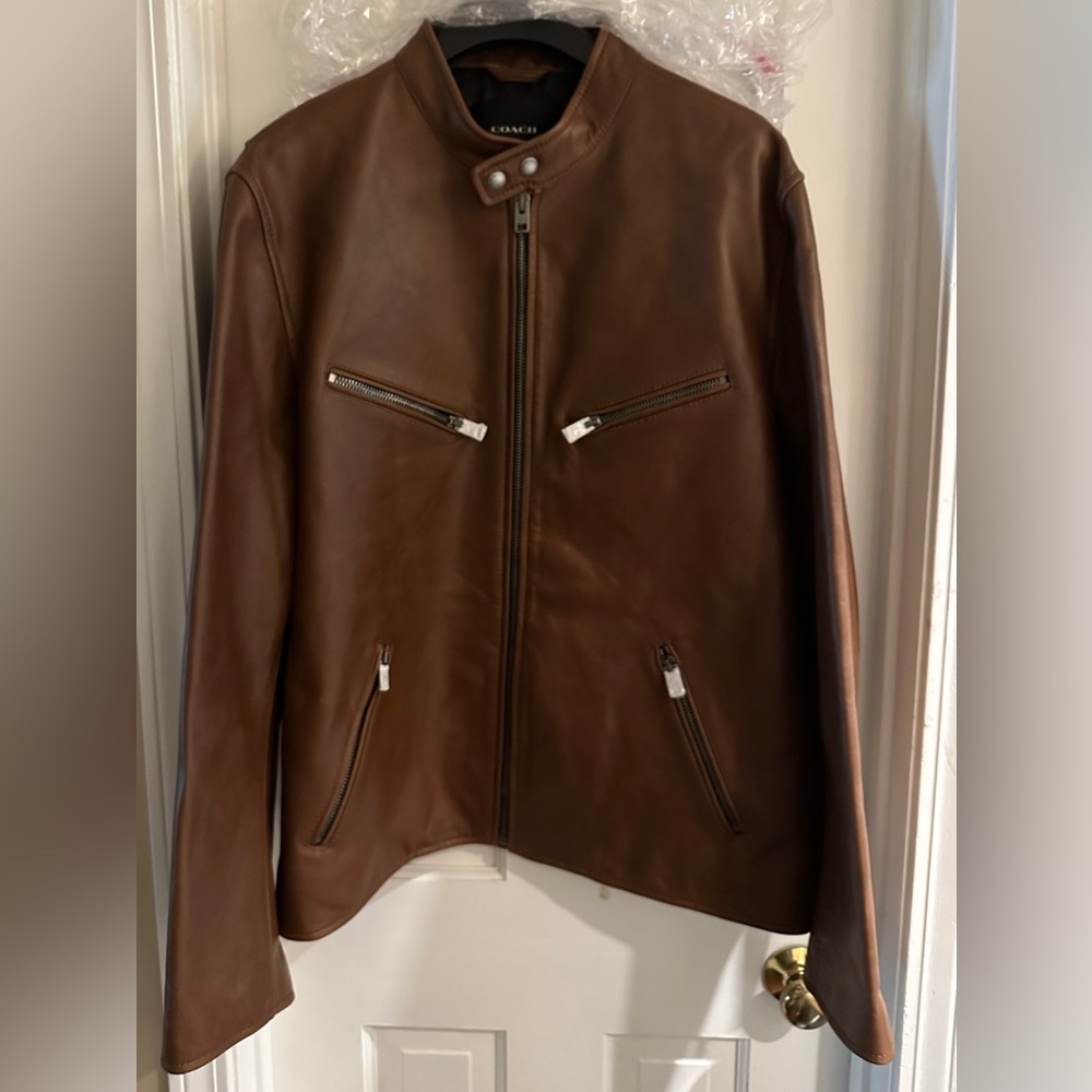 Men’s Coach Luxury Saddle Leather Racer Jacket XXl NWT